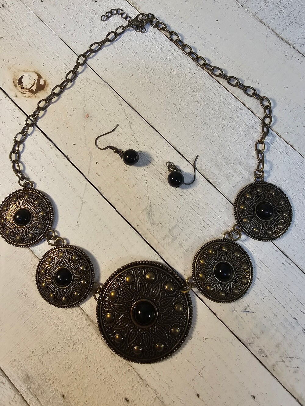 Paparazzi Bundle: Brass & Black Medallion/Copper & Turquouse Necklace Sets